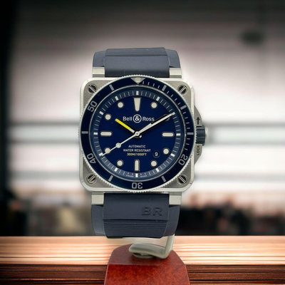 樂時計 二手美品 Bell Ross 柏萊士 BR03-92 Diver Blue 不鏽鋼材質 藍色面盤錶圈 2019年保單 新款潛水錶款 自動上鍊 42mm