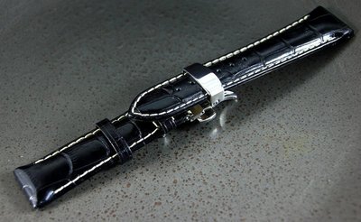 黑色24mm質感,加厚版,義大利進口皮料,可替代panerai hamilton原廠錶帶,鱷魚皮紋牛皮錶帶