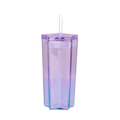 熱賣 隨身杯 杯子禮物夢幻星空五角星造型藍紫漸變清新玻璃吸管水杯