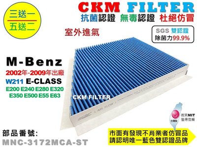 【CKM】賓士 W211 E200 E240 E280 E320 除菌 抗菌 無毒認證 活性碳冷氣濾網 靜電 空氣濾網