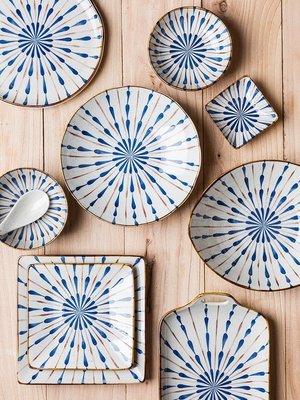 花火2人4人日式家用陶瓷餐具套裝米飯碗菜盤子大湯面碗碟