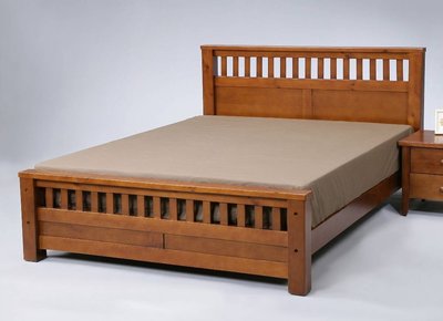 【生活家傢俱】SN-305-6：淺胡桃5尺雙人床台【台中家具】床架 松木實木床 床板高低可調 實木床板 實木床