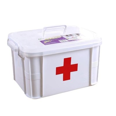 家用大號雙層醫藥箱透明塑料藥品收納箱多功能桌面收納盒shk促銷