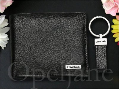 CK Calvin Klein卡文克萊真皮中夾短夾皮夾抽取式ID+鑰匙圈禮盒裝免運費 愛Coach包包
