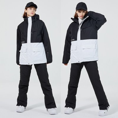 現貨熱銷-戶外滑雪服套裝男女款單板雙板滑雪衣褲冬季防風防水保暖加厚套裝-特價