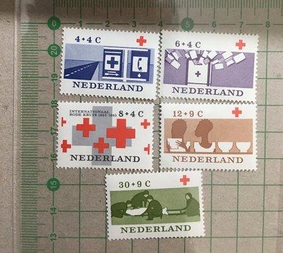 【郵卡庫】【紅十字會】荷蘭1963年，紅十字會 5全，新票  SP4619