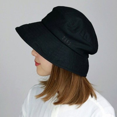 Co媽日本代購 日本製 日本 正版 DAKS 經典格紋滾邊 抗UV帽 防曬 遮陽帽 帽子 帽 黑色