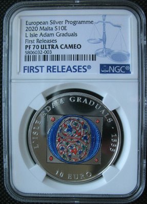 幕司收藏屋~馬耳他2020年10歐元精制紀念琺瑯彩銀幣哥特時代NGC PF70首期免運