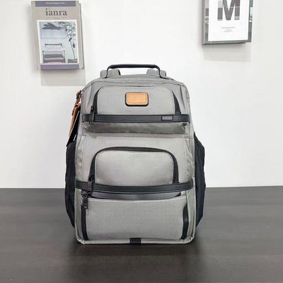 TUMI 2603580 灰色拼黑 彈道尼龍拼接皮革 多夾層雙肩後背包 可插行李箱 獨立電腦夾層 大容量 出差 商務 休閒 限量優惠