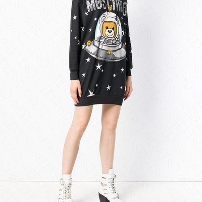 Moschino Space Ship Teddy Bear Hoodie Dress