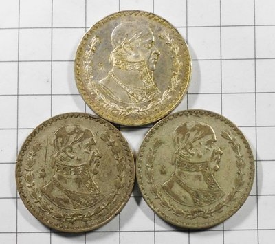 RR684 墨西哥1959-1966年 頭巾銀幣 共3枚壹標