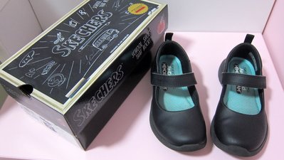 二手轉售 - 美國品牌SKECHERS女童童鞋系列MICROBURST系列黑色人造皮革瑪莉珍鞋款娃娃鞋私立學校學生制服鞋