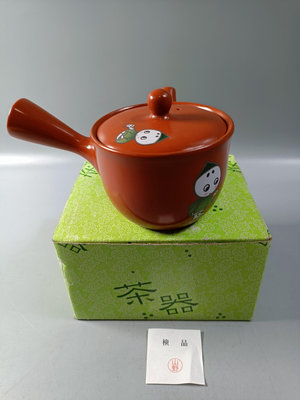 日本回流 常滑燒手作朱泥手把小號功夫茶壺 急須 茶具用品