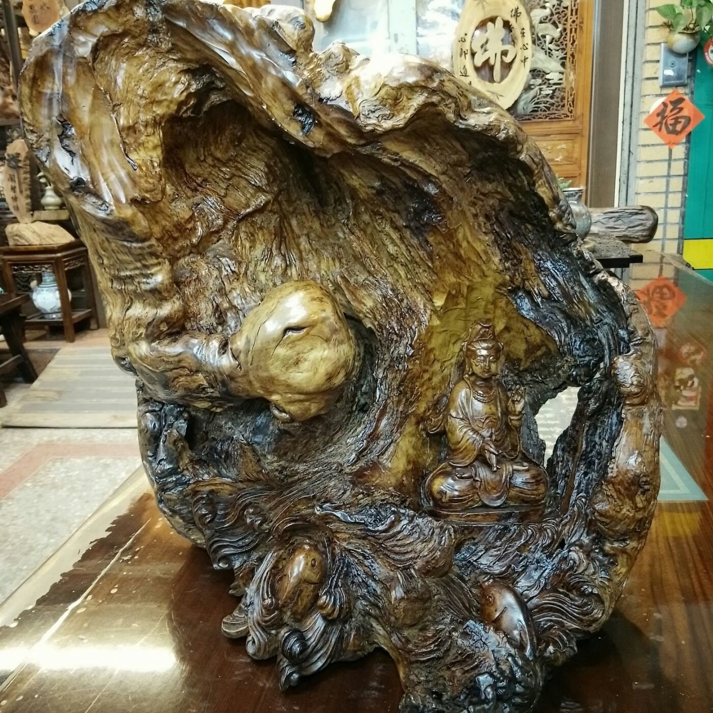 台南寶麗古典傢俱藝品館]台灣天然千年樹瘤頭雕刻藝術~奇木樹瘤整顆瘤頭 