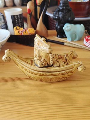日本東洋vintage收藏  是很有寓意的七福神寶船祈福擺件