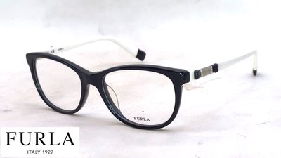 【本閣】FURLA VU4878S 義大利精品光學眼鏡方膠框 男女黑白色 與CHLOE/DIOR同型 仿皮革緞帶鏡腳造型