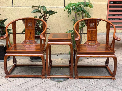 【二手】海南黃花梨圈椅三件套 文玩 木雕 配飾【廣聚堂】-625