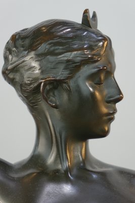 法國藝術家 Alexandre FALGUIERE (1831-1900) 月神 Diana 青銅雕像筆座