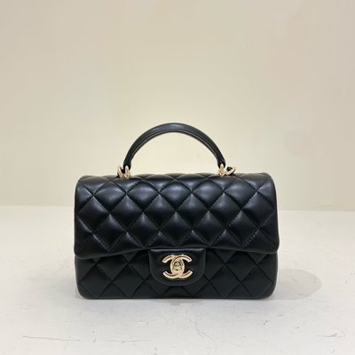 Chanel Coco Handle 20 小羊皮 淡金釦 黑色《精品女王全新&amp;二手》