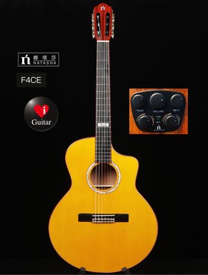 Natasha娜塔莎F4 CE雲杉/桃花心木全單跨界古典吉他（含S1加振拾音器）iGuitar強力推薦