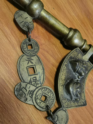 x日本回流江戶時期銅自在鉤，鐵壺 鐵釜吊具，茶道用品，七福神