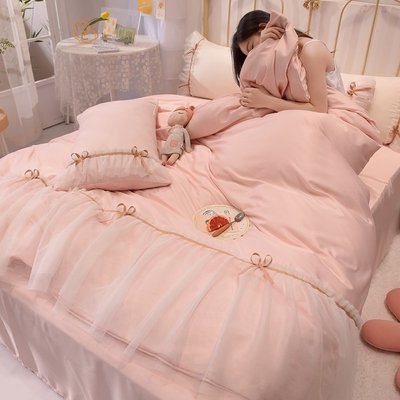 星空系列 歐式公主風冰絲床包組 涼感水洗真絲床包四件組 床單 床罩組 單人 雙人 加大床組