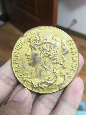 【二手】法國銅章 50mm0 紀念章 古幣 錢幣 【伯樂郵票錢幣】-2578