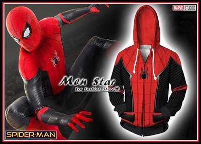 【Men Star】免運費 復仇者聯盟 蜘蛛人 離家日 蜘蛛戰衣 彈力運動外套 團體服裝 外套 大尺碼外套 MMS482