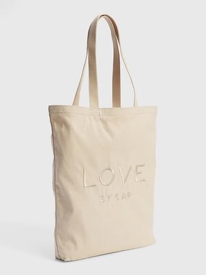 【天普小棧】GAP Logo Shopper Tote帆布購物包托特包書包手提袋