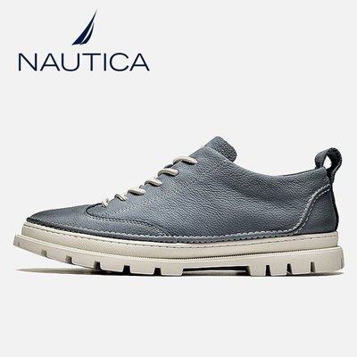 100％原廠 NAUTICA/諾帝卡男鞋時尚百搭休閑皮鞋男士低幫英倫商務工裝板鞋子