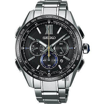 「官方授權」SEIKO精工錶 Brightz 時尚限量鈦金屬太陽能電波腕錶(SAGA225J)/44mm SK008