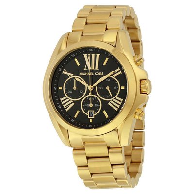 【換日線】MICHAEL KORS MK5739 Mid-Size Bradshaw 計時碼表黑色錶盤金色女士手錶