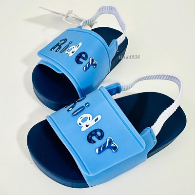 《現貨》RIDER FULL 86 SLIDE BABY 男童 學步鞋 巴西尺寸22，23/24，25（寶寶 文字印花 鬆緊帶 一字涼鞋-藍色）