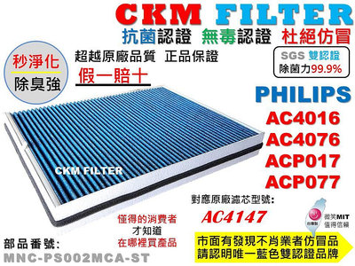 【CKM】適 PHILIPS 飛利浦 AC4016 4076 ACP017 ACP077 抗菌活性碳無毒濾網AC4147