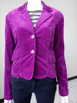 義大利UNITED COLORS OF BENETTON班尼頓亮紫色絨布外套(女，SIZE:38號)
