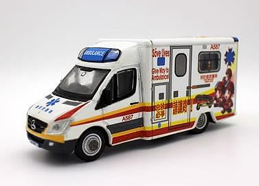 汽車模型 車模 收藏模型微影 1/76 奔馳消防救護車A587 香港轉院救護車合金汽車模型擺件