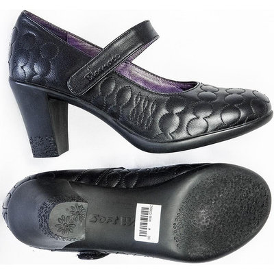 法國專櫃品牌ELEANORE真皮手工黑色壓紋魔鬼沾高跟鞋 36號
