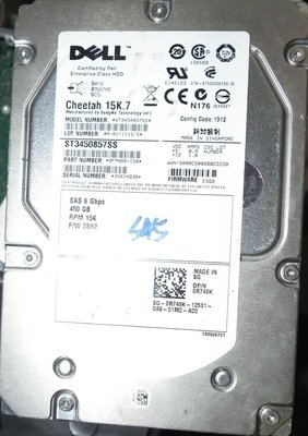 DELL 15K.7 450GB SAS 3.5吋硬碟ST3450857SS 0R749K伺服器R749K 450G