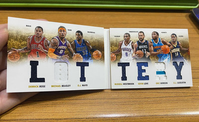 NBA 08選秀大年-Derrick Rose, Russell Westbrook,Kevin Love等巨星 7人實戰球衣書卡