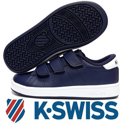 K-SWISS 55852-441 深藍×白 三黏帶皮質休閒運動鞋/童鞋/特價出清/ 807K 免運費