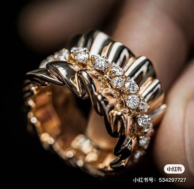 【少女館】新款迪奧戒指dior法式百褶裙鑲鑽戒指奢華典雅寬版戒指 對戒 指環 首飾手飾WDF299