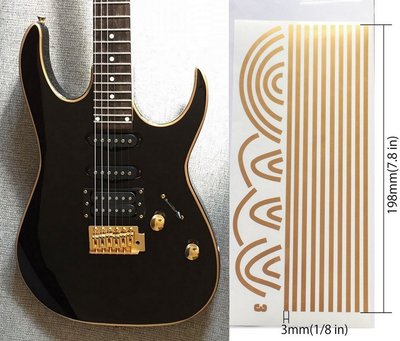 園之屋 日本製 邊條裝飾貼 3mm 金色 木吉他 民謠吉他 貼紙  移除不傷漆面 車身 手機 裝飾貼