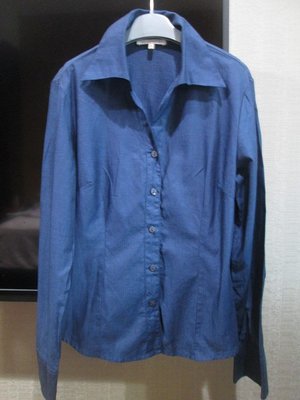 義大利精品NARA CAMICIE藍色單寧經典KENZO MS GRACY 自由區款長袖襯衫II號