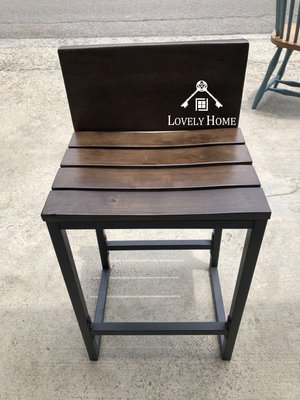 （台中 可愛小舖）美式工業風格鐵製木坐低高腳椅吧檯椅高腳椅餐椅方形椅背吧台椅吧檯餐廳民宿飯店酒吧