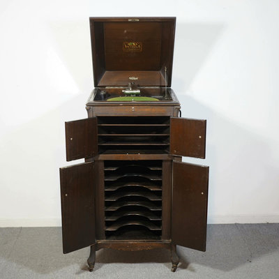 古董1910年victor小狗牌手搖發條留聲機78轉唱片機