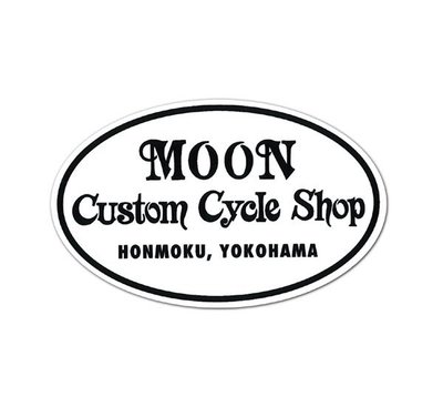 (I LOVE樂多)MOONEYES MOON Custom Cycle Shop 橢圓形 車貼 貼紙