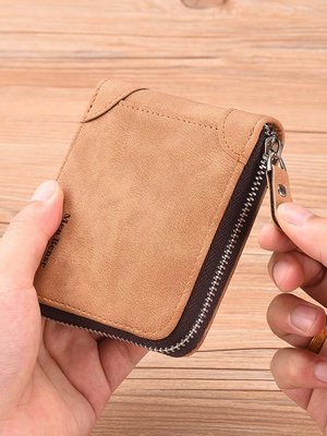 男士錢包短款青年學生拉鏈個性多功能卡包一體男式皮夾子橫款錢夾