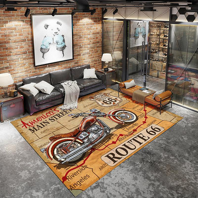 美式復古地毯客廳沙發茶幾毯潮牌工業風男生臥室床邊滿鋪地墊