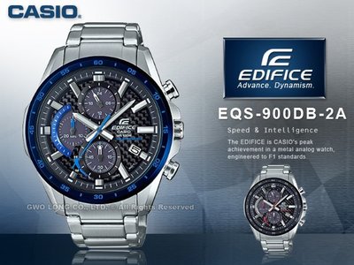 CASIO 手錶專賣店 EQS-900DB-2A EDIFICE 太陽能賽車三眼男錶 防水100米 EQS-900DB