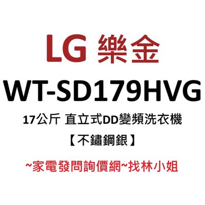 LG樂金 17kg 不鏽鋼銀 WiFi遠控 第三代DD直驅變頻 直立式 洗衣機 WT-SD179HVG